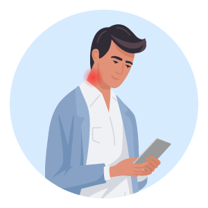 Person experiencing tech neck from device use